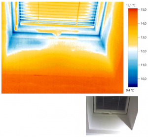 Primer toplotnih izgub zaradi slabe montaže oken